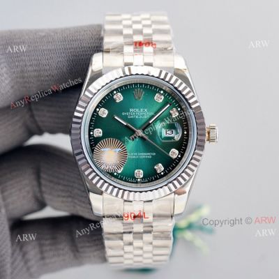Rolex Datejust 41mm Green Dial With Diamond Markers Jubilee Watch Swiss Replica 
